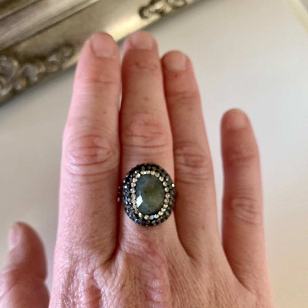 Gun Metal Pave Crystal Ring - Picture 3 of 3